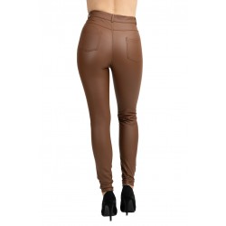 Pantaloni Dama Din Piele Ecologica Maro  Faith