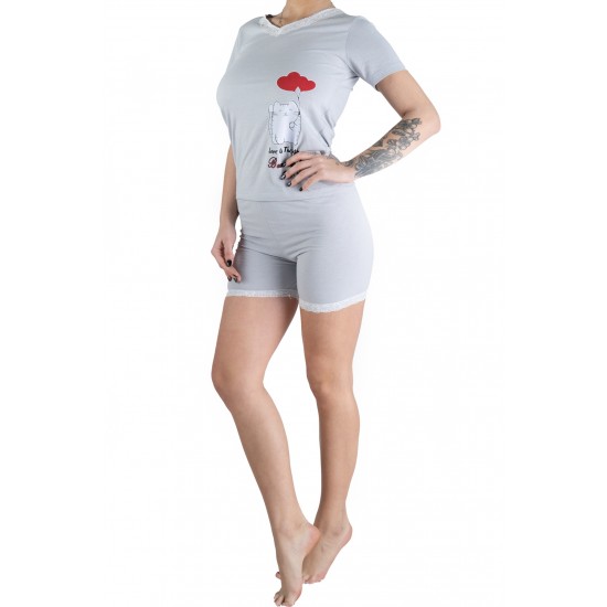 Pijama Dama , 2 Piese ,Gri Pijama Dama , 2 Piese ,Gri