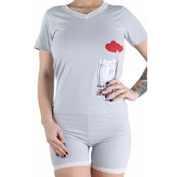 Pijama Dama , 2 Piese ,Gri