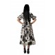 Rochie Alba cu Imprimeu Negru Andora Rochie Alba cu Imprimeu Negru Andora