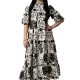 Rochie Alba cu Imprimeu Negru Andora Rochie Alba cu Imprimeu Negru Andora