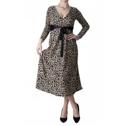 Rochie Cu Imprimeu Animal Print Crem Cu Negru Scarlett