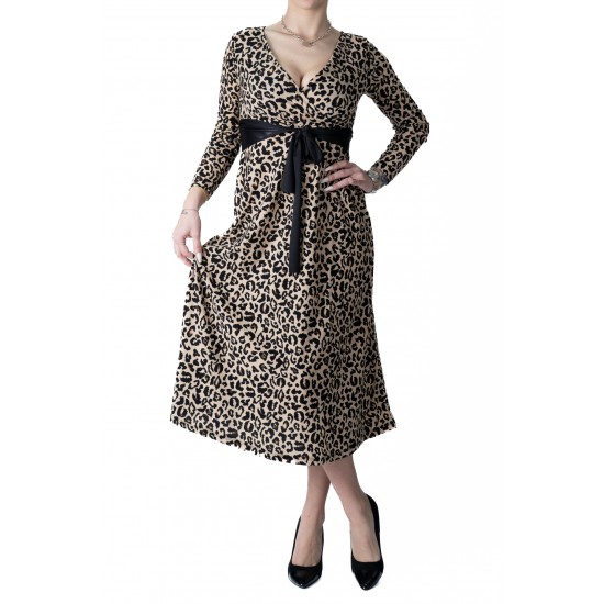 Rochie Cu Imprimeu Animal Print Crem Cu Negru Scarlett Rochie Cu Imprimeu Animal Print Crem Cu Negru Scarlett