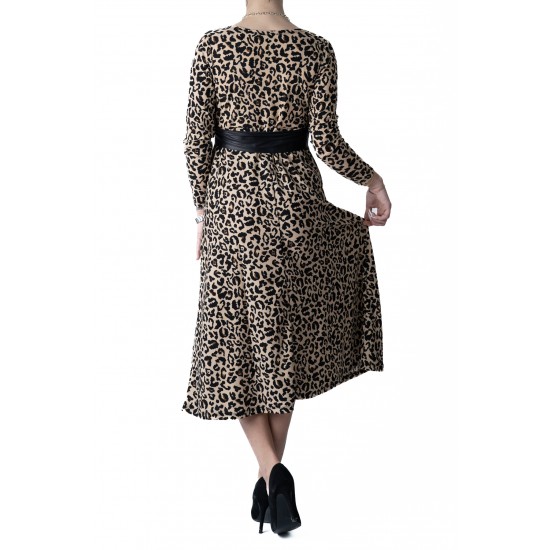 Rochie Cu Imprimeu Animal Print Crem Cu Negru Scarlett Rochie Cu Imprimeu Animal Print Crem Cu Negru Scarlett
