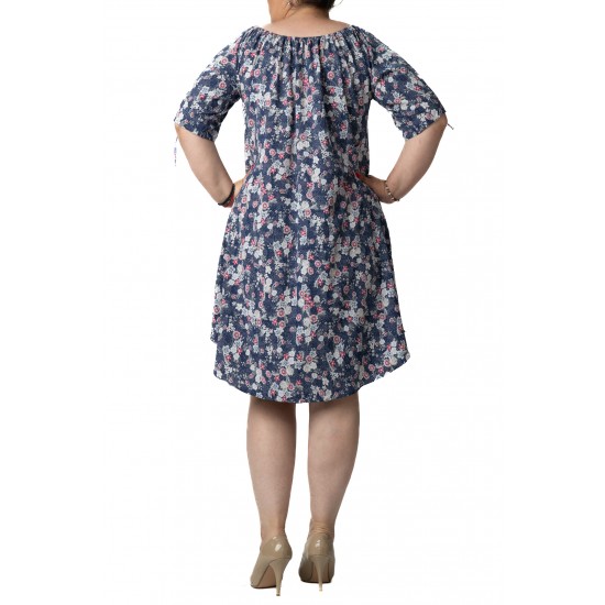 Rochie Marime Mare Bleumarin Cu Imprimeu Floral Alice