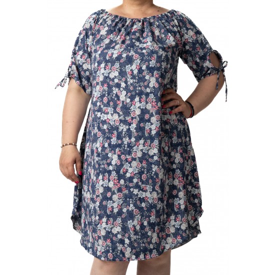 Rochie Marime Mare Bleumarin Cu Imprimeu Floral Alice