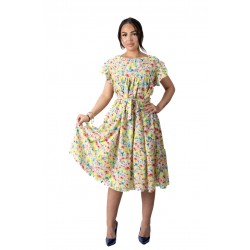 Rochie Vaporoasa Imprimeu Floral Galben Joly