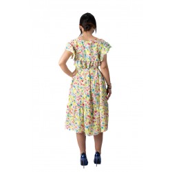 Rochie Vaporoasa Imprimeu Floral Galben Joly
