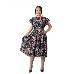 Rochie Vaporoasa Imprimeu Floral Negru Joly Rochie Vaporoasa Imprimeu Floral Negru Joly