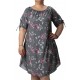 Rochie Marime Mare Gri Cu Imprimeu Floral Roz Alice Rochie Marime Mare Gri Cu Imprimeu Floral Roz Alice