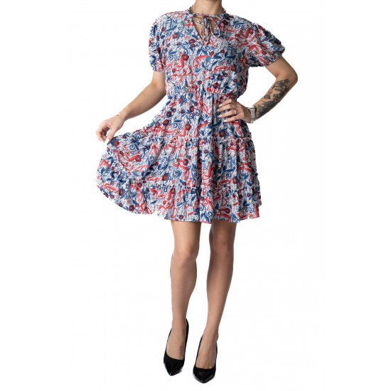 Rochia Athena imprimeu floral multicolor, talie elastica Rochia Athena imprimeu floral multicolor, talie elastica