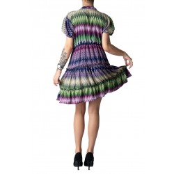 Rochia Athena imprimeu abstract multicolor, talie elastica