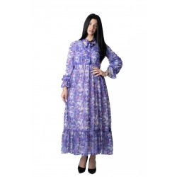 Rochia Amira Din Voal Mov Cu imprimeu Floral