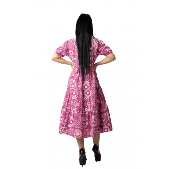 Rochie Roz Lila cu Imprimeu Alb Shiva Rochie Roz Lila cu Imprimeu Alb Shiva