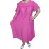 Rochie Lunga din In Roz cu Mâneci Scurte – Mărime Mare 3XL