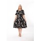 Rochie Alysa Marime Mare Din Bumbac Neagra cu Crem Rochie Alysa Marime Mare Din Bumbac Neagra cu Crem
