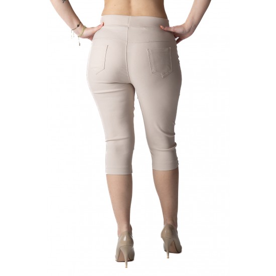 Pantaloni Dama Trei Sferturi 3/4, Crem,Masura Mare