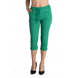 Pantaloni Dama Trei Sferturi 3/4, Verzi,Cu Siret In Talie