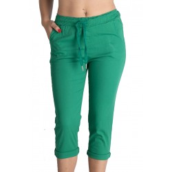 Pantaloni Dama Trei Sferturi 3/4, Verzi,Cu Siret In Talie