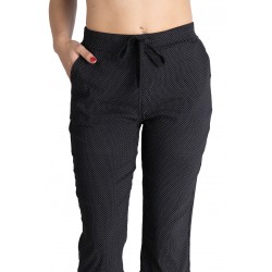 Pantaloni Dama Masura Mare Trei Sferturi 3/4, Negru Cu Buline Albe
