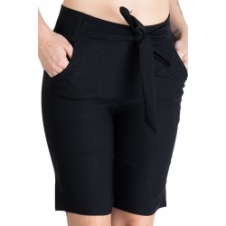 Pantaloni Scurti Dama Cu Cordon In Talie,Negri