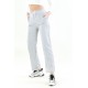 Pantaloni Dama din Bumbac cu Talie Inalta si Banda Elastica Gri Pantaloni Dama din Bumbac cu Talie Inalta si Banda Elastica Gri