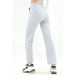 Pantaloni Dama din Bumbac cu Talie Inalta si Banda Elastica Gri Pantaloni Dama din Bumbac cu Talie Inalta si Banda Elastica Gri