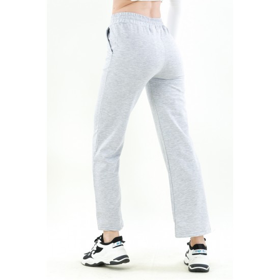 Pantaloni Dama din Bumbac cu Talie Inalta si Banda Elastica Gri Pantaloni Dama din Bumbac cu Talie Inalta si Banda Elastica Gri