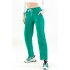 Pantaloni Dama din Bumbac cu Talie Inalta si Banda Elastica Verde
