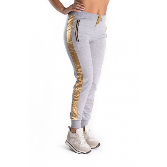 Pantaloni Trening Gri Cu Dunga Aurie Delilah Pantaloni Trening Gri Cu Dunga Aurie Delilah