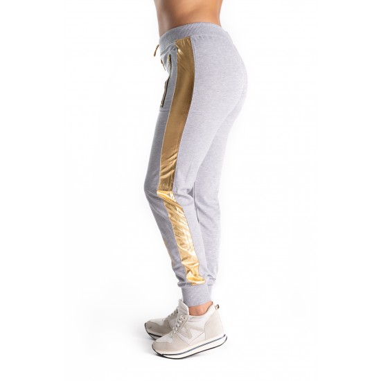 Pantaloni Trening Gri Cu Dunga Aurie Delilah Pantaloni Trening Gri Cu Dunga Aurie Delilah