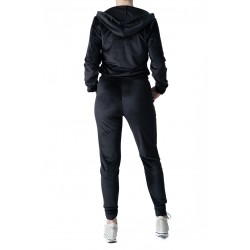 Trening Catifea Dama Din 2 Piese cu Pantaloni sI Bluza Negru , Clover Trening Catifea Dama Din 2 Piese cu Pantaloni sI Bluza Negru , Clover