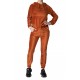Trening Catifea Raiata Din 2 Piese cu Pantaloni sI Bluza Maro Caramel Alexa