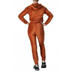 Trening Catifea Raiata Din 2 Piese cu Pantaloni sI Bluza Maro Caramel Alexa