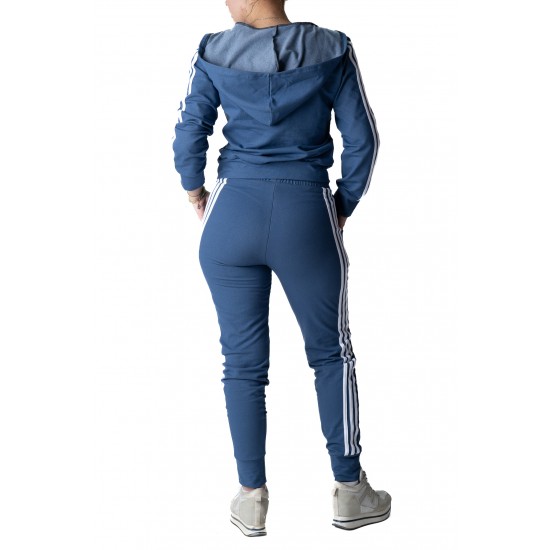 Compleu Dama Din 2 Piese cu Pantaloni sI Bluza Cu Fermoar Albastru,Selena Compleu Dama Din 2 Piese cu Pantaloni sI Bluza Cu Fermoar Albastru,Selena